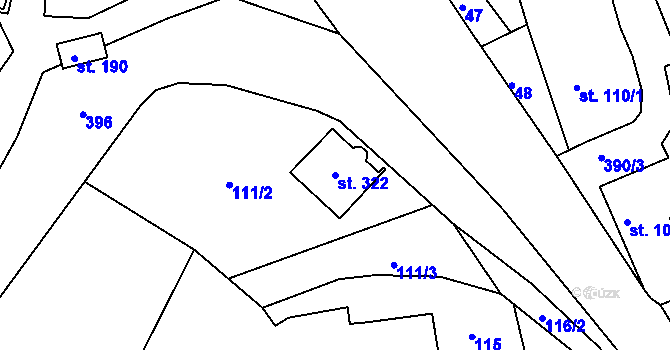 Parcela st. 322 v KÚ Těšnovice, Katastrální mapa