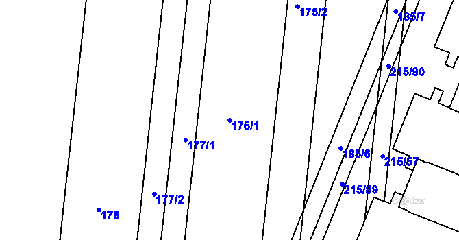 Parcela st. 176/1 v KÚ Těšnovice, Katastrální mapa