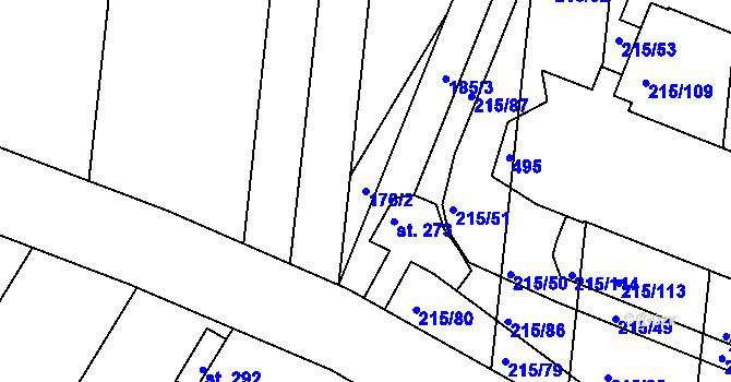 Parcela st. 176/2 v KÚ Těšnovice, Katastrální mapa