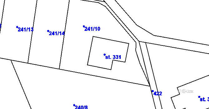 Parcela st. 331 v KÚ Těšnovice, Katastrální mapa