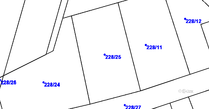 Parcela st. 228/25 v KÚ Těšnovice, Katastrální mapa