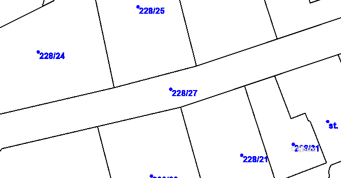 Parcela st. 228/27 v KÚ Těšnovice, Katastrální mapa
