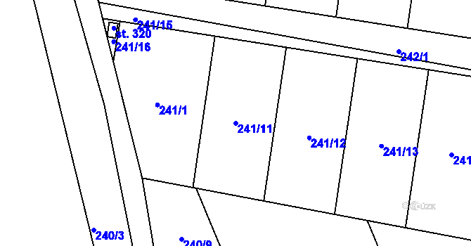 Parcela st. 241/11 v KÚ Těšnovice, Katastrální mapa