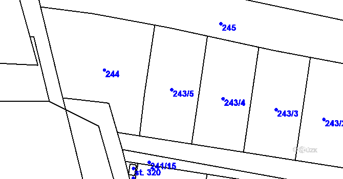 Parcela st. 243/5 v KÚ Těšnovice, Katastrální mapa