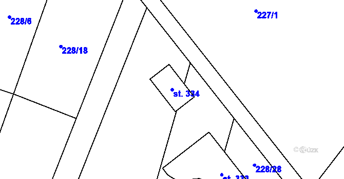 Parcela st. 334 v KÚ Těšnovice, Katastrální mapa