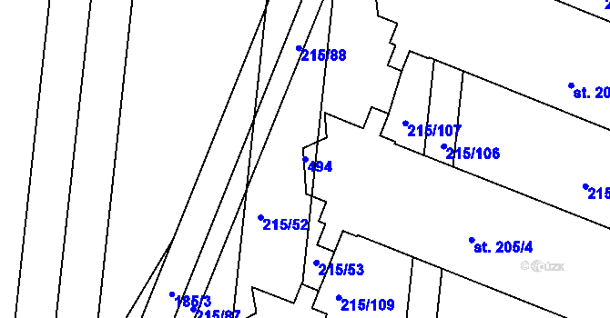 Parcela st. 494 v KÚ Těšnovice, Katastrální mapa