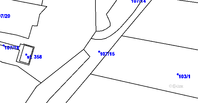Parcela st. 107/15 v KÚ Těšnovice, Katastrální mapa
