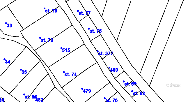 Parcela st. 377 v KÚ Těšnovice, Katastrální mapa