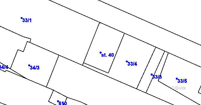 Parcela st. 40 v KÚ Trávník, Katastrální mapa