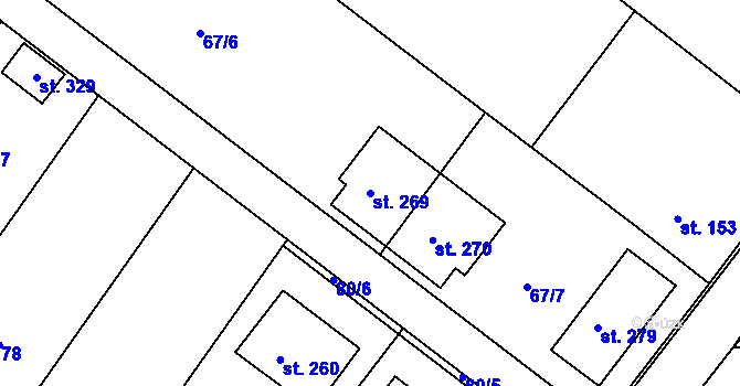 Parcela st. 269 v KÚ Trávník, Katastrální mapa