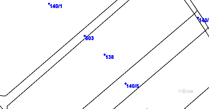 Parcela st. 138 v KÚ Trávník, Katastrální mapa