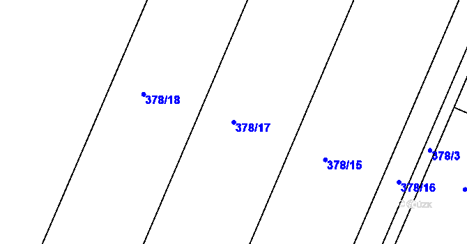 Parcela st. 378/17 v KÚ Trávník, Katastrální mapa