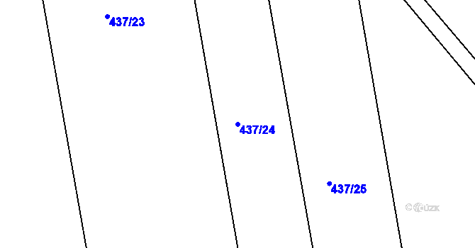 Parcela st. 437/24 v KÚ Trávník, Katastrální mapa
