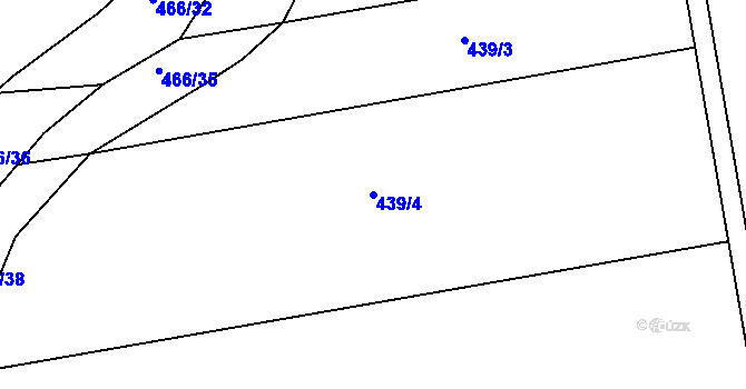 Parcela st. 439/4 v KÚ Trávník, Katastrální mapa