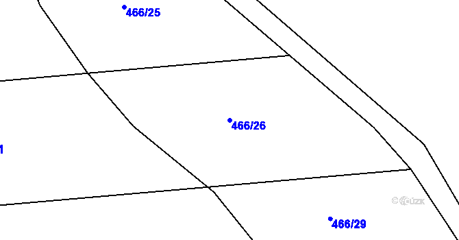 Parcela st. 466/26 v KÚ Trávník, Katastrální mapa