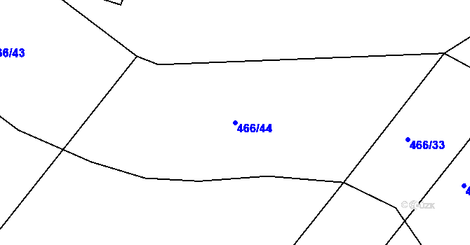 Parcela st. 466/44 v KÚ Trávník, Katastrální mapa
