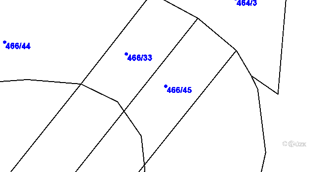Parcela st. 466/45 v KÚ Trávník, Katastrální mapa