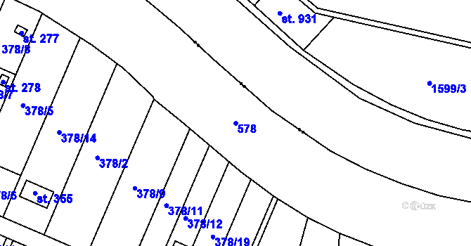 Parcela st. 578 v KÚ Trávník, Katastrální mapa