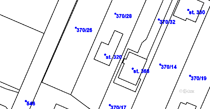 Parcela st. 320 v KÚ Trávník, Katastrální mapa