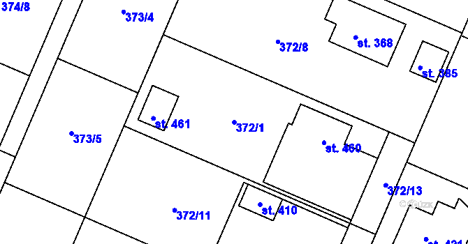 Parcela st. 372/1 v KÚ Trávník, Katastrální mapa