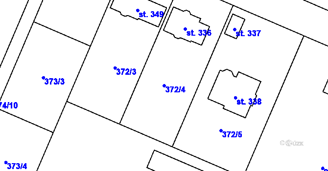 Parcela st. 372/4 v KÚ Trávník, Katastrální mapa