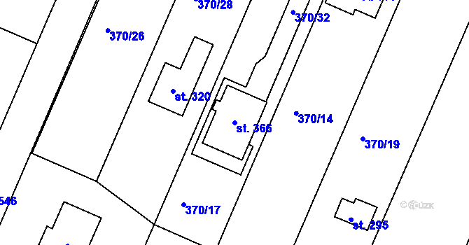 Parcela st. 366 v KÚ Trávník, Katastrální mapa