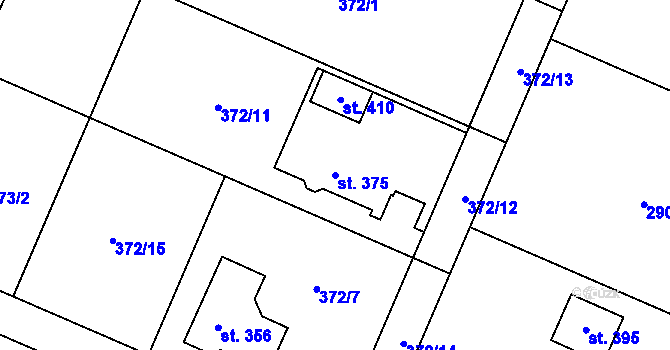 Parcela st. 375 v KÚ Trávník, Katastrální mapa