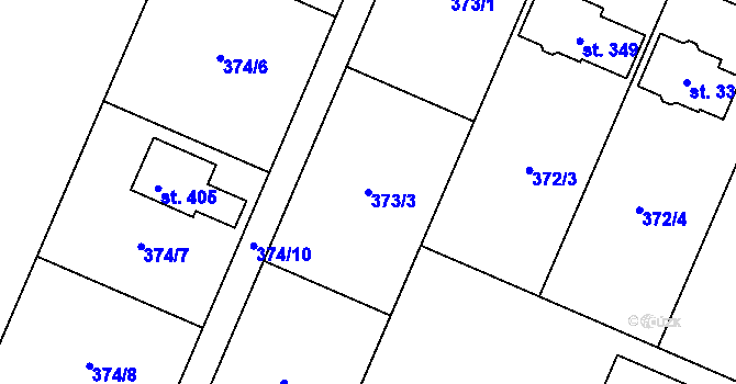 Parcela st. 373/3 v KÚ Trávník, Katastrální mapa