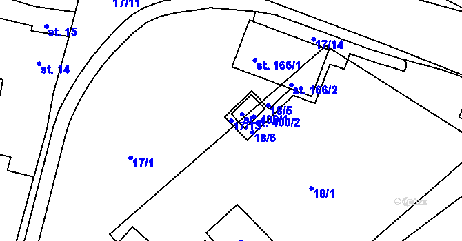 Parcela st. 17/13 v KÚ Trávník, Katastrální mapa