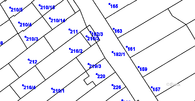 Parcela st. 219/2 v KÚ Těšov, Katastrální mapa