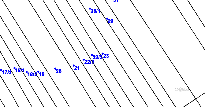 Parcela st. 23 v KÚ Těšov, Katastrální mapa