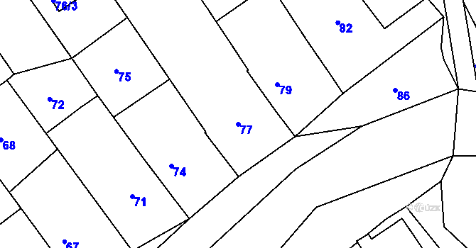 Parcela st. 77 v KÚ Těšov, Katastrální mapa