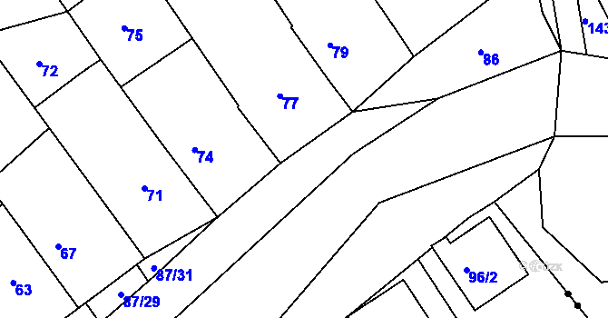 Parcela st. 87/4 v KÚ Těšov, Katastrální mapa