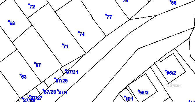 Parcela st. 87/5 v KÚ Těšov, Katastrální mapa