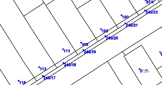 Parcela st. 109 v KÚ Těšov, Katastrální mapa