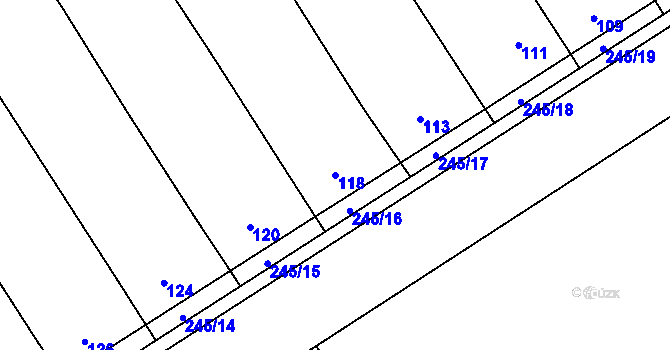 Parcela st. 118 v KÚ Těšov, Katastrální mapa