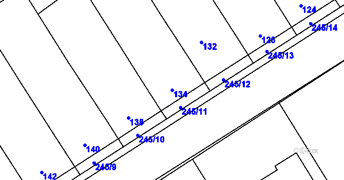 Parcela st. 134 v KÚ Těšov, Katastrální mapa