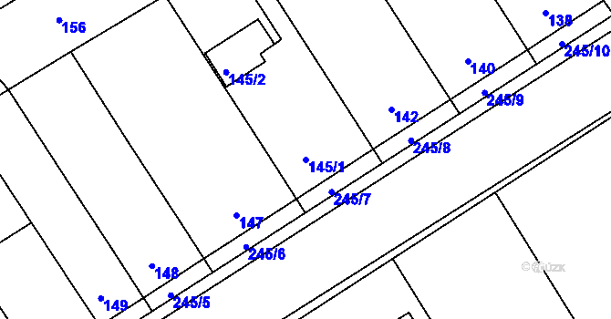Parcela st. 145/1 v KÚ Těšov, Katastrální mapa