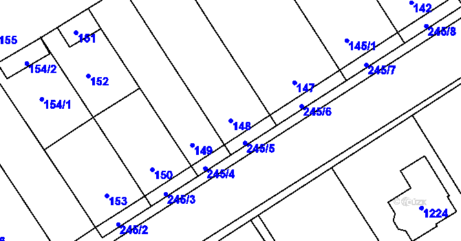 Parcela st. 148 v KÚ Těšov, Katastrální mapa