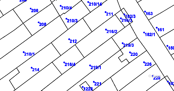 Parcela st. 216/1 v KÚ Těšov, Katastrální mapa