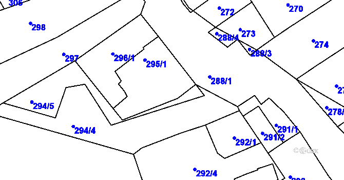 Parcela st. 295/2 v KÚ Těšov, Katastrální mapa