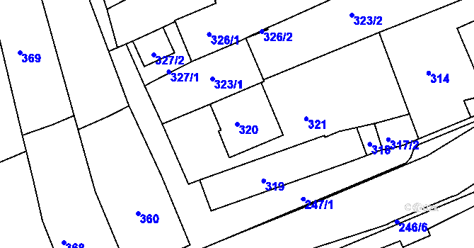 Parcela st. 320 v KÚ Těšov, Katastrální mapa