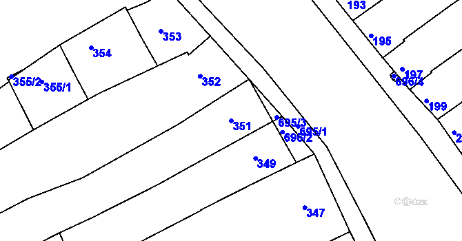 Parcela st. 351 v KÚ Těšov, Katastrální mapa