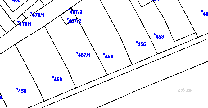 Parcela st. 456 v KÚ Těšov, Katastrální mapa