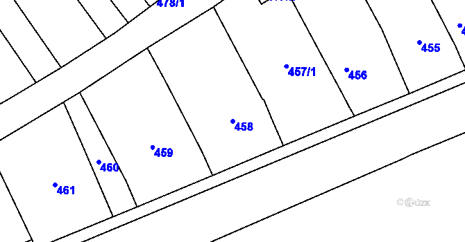 Parcela st. 458 v KÚ Těšov, Katastrální mapa
