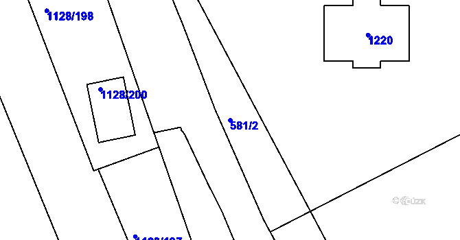 Parcela st. 581/2 v KÚ Těšov, Katastrální mapa
