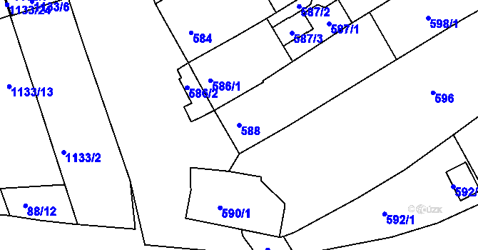 Parcela st. 588 v KÚ Těšov, Katastrální mapa