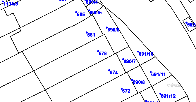 Parcela st. 678 v KÚ Těšov, Katastrální mapa