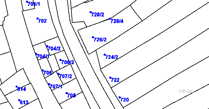 Parcela st. 724/2 v KÚ Těšov, Katastrální mapa