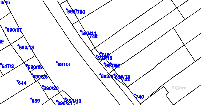 Parcela st. 746 v KÚ Těšov, Katastrální mapa
